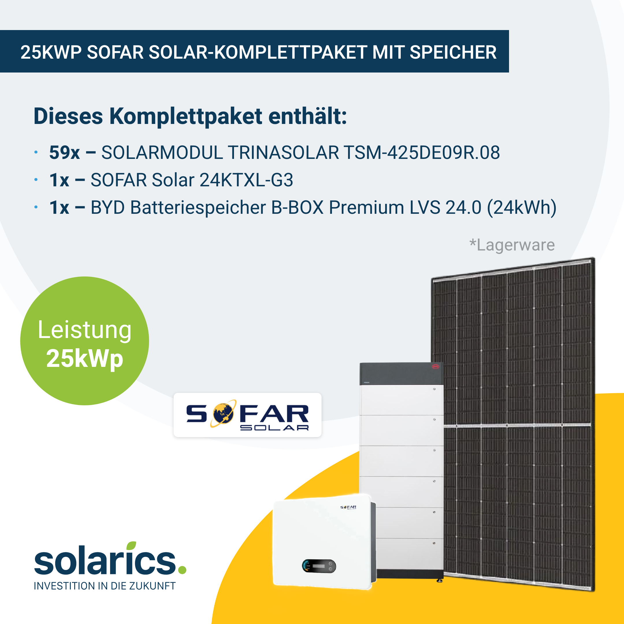 25kWp SOFAR Solar-Komplettpaket mit Speicher – Solarics GmbH