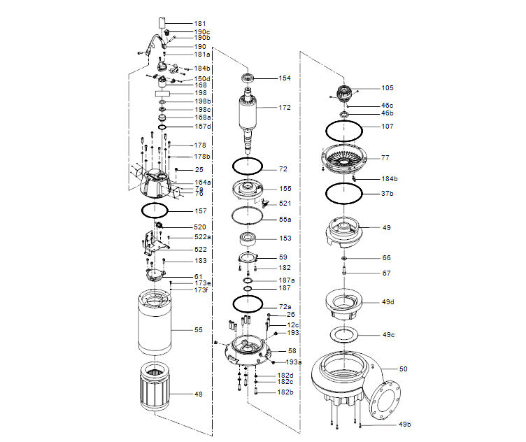 GRUNDFOS Tauchmotorpumpe SL.100.220.2.52S.N.51D.A Nr. 99769400