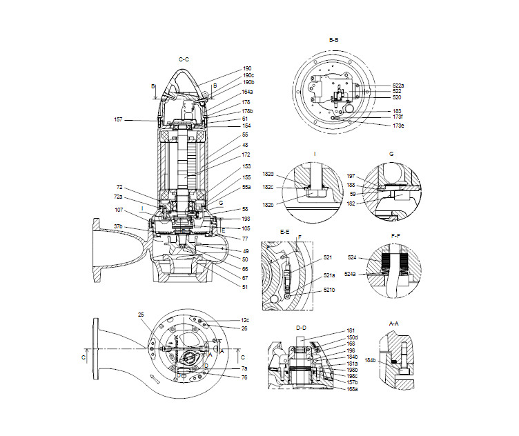 GRUNDFOS Tauchmotorpumpe SL.100.220.2.52S.N.51D.A Nr. 99769400