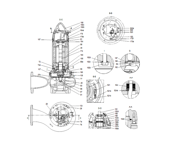 GRUNDFOS Tauchmotorpumpe SL.100.220.2.52S.N.51D.A Nr. 99769400