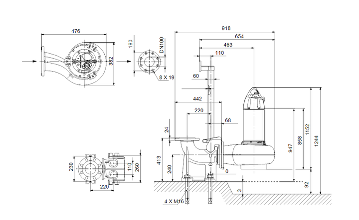 GRUNDFOS Tauchmotorpumpe SL.100.220.2.52S.N.51D.A Nr. 99769400