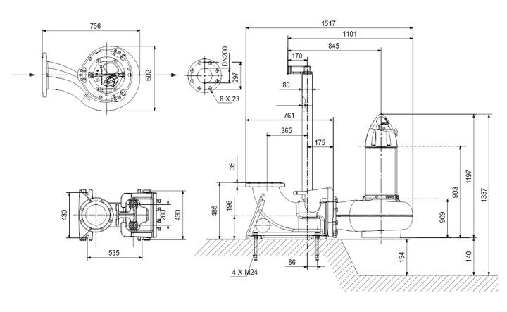 GRUNDFOS Tauchmotorpumpe SL1.110.200.100.4.52M.N.51D.A Nr. 99776453