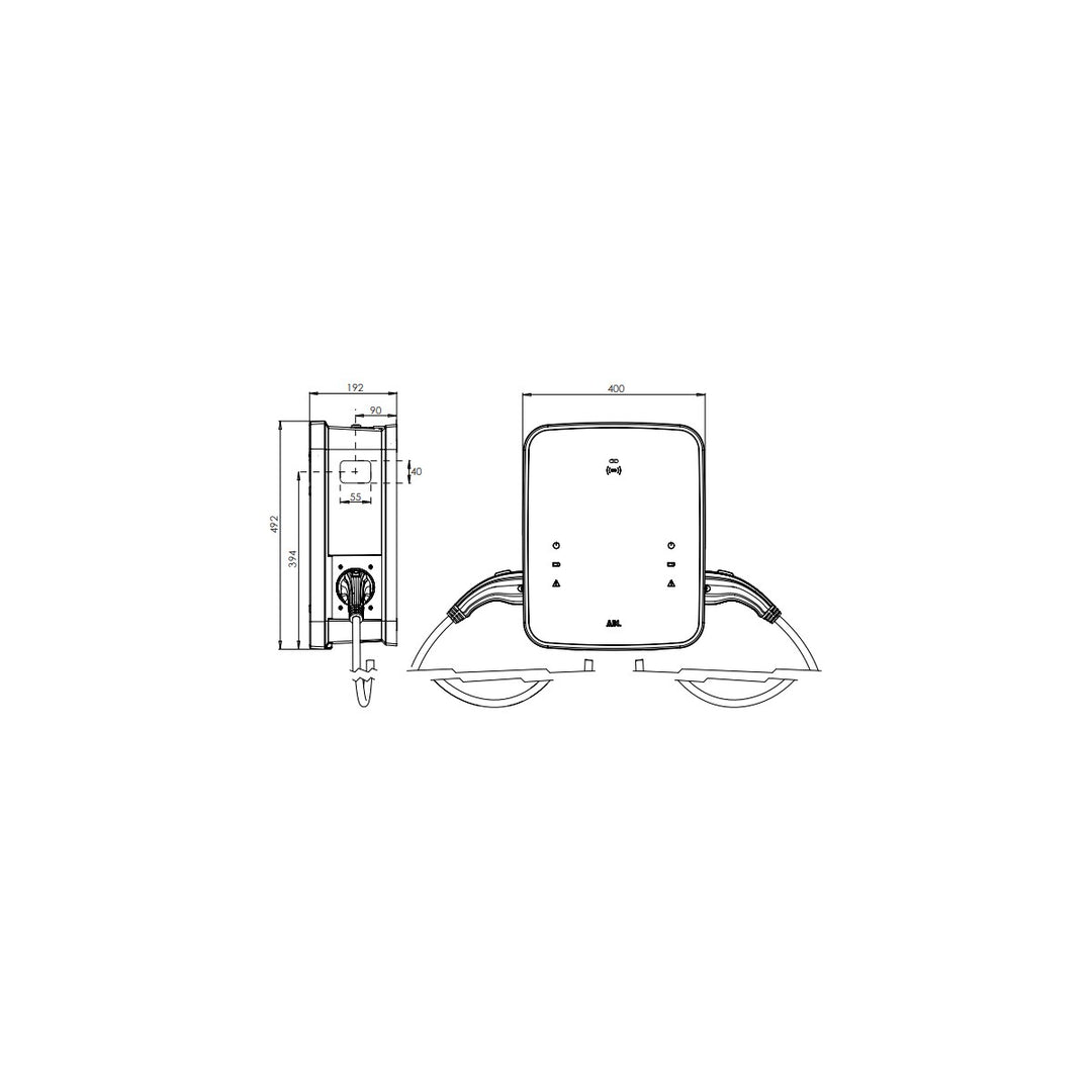 ABL Ladestation Wallbox 3W2264B eMH3 2x11 kW 32A/400V 3-ph.2xTyp2 Ladekabel