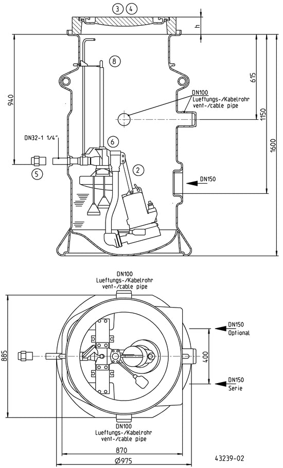 JUNG PUMPEN Kunststoffschacht PKS-B 800-D32 - Art. JP47345