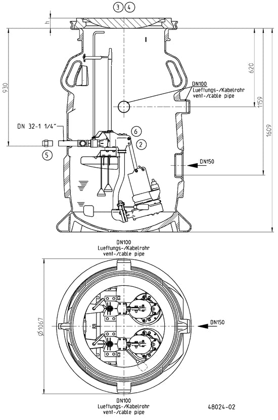 JUNG PUMPEN Kunststoffschacht PKS-B 800-D32 - Art. JP47345