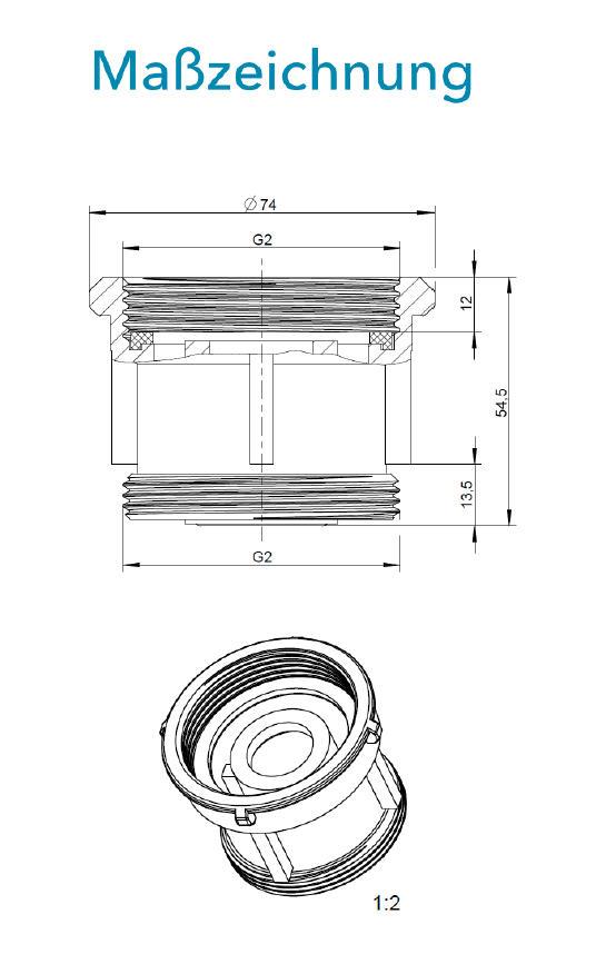 Sensus Wohnungswasserzähler WWZ Residia MUK UP Verlängerung RI L:20 AG2" x IG2"