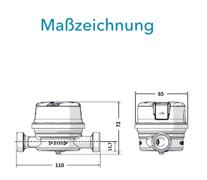 Sensus Wohnungswasserzähler WWZ ET Domo Jet R Q3_2,5 W DN15 L:110 AG3/4" PN16 T90 wMBus