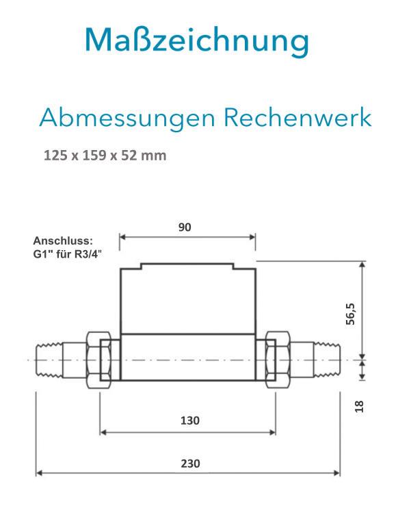 Sensus Kombinierter WMZ PoThF-Set PF130 Qp 2,5 B DN20 L:130 AG1" PN16 45/5,2