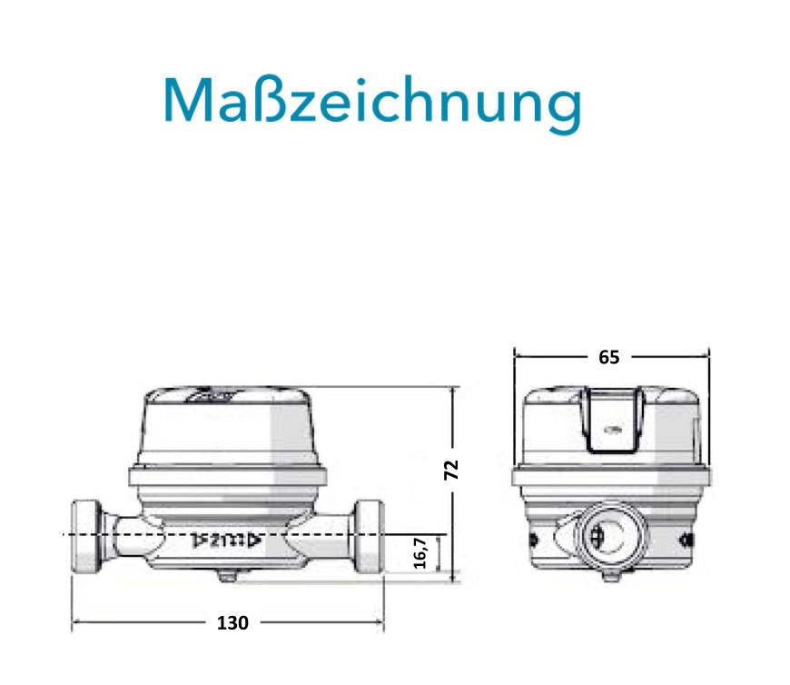 Sensus Wohnungswasserzähler WWZ ET Domo Jet R Q3_2,5 W DN20 L:130 AG1" PN16 T90 wMBus