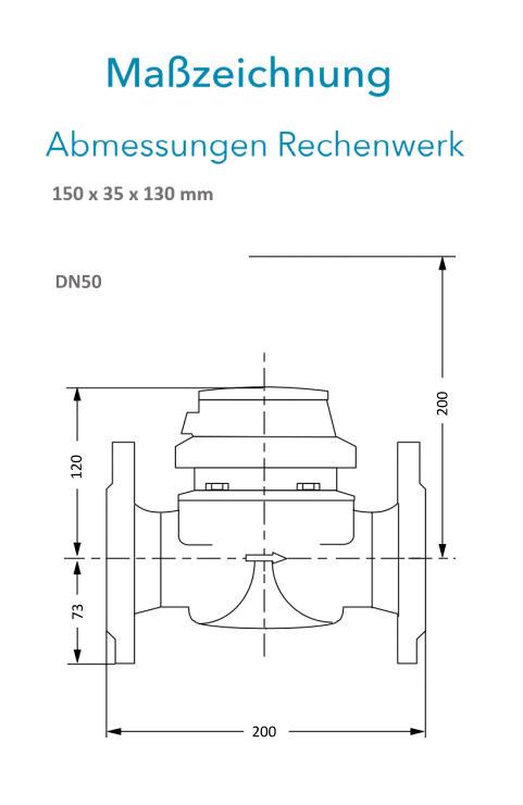 Sensus Kombinierter WMZ PoThF-Set WPD FS130 qp 15 B DN50 L:200 H/FL PN16 150/6,0 wM-Bus