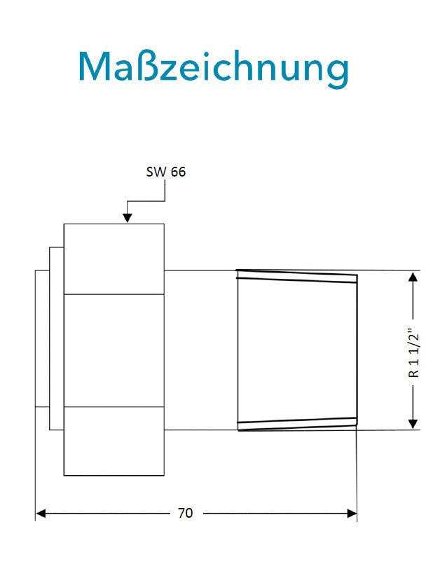 Sensus Kombinierter WMZ Anschlußverschraubung IG2" x AG1 1/2" PN16