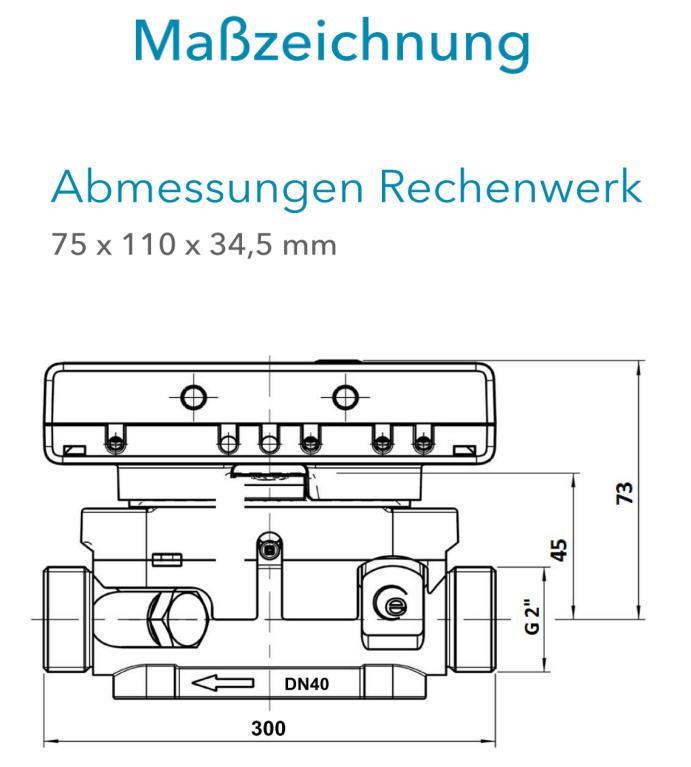 Sensus Kompaktkältezähler US-Zähler KMZ PolluStat qp 10 B DN40 L:300 AG2" PN16 65-100/6,0 wMBus