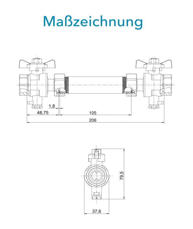 Sensus Kombinierter WMZ MID-Erstausrüster-Set DN20 L:105 F,S/AG1" PN16 45/5,2