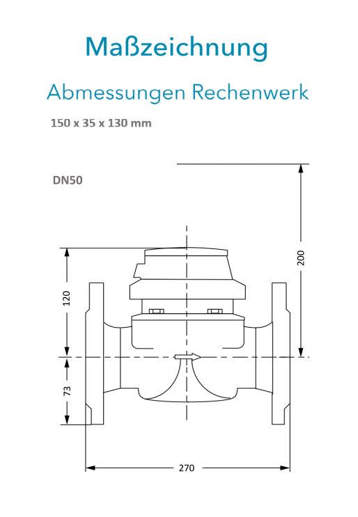 Sensus Kombinierter WMZ PoThF-Set WPD FSL130 qp 15 B DN50 L:270 H/FL PN16 150/6,0 wM-Bus