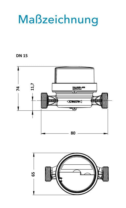 Sensus Wohnungswasserzähler WWZ ET Domo Jet Q3_2,5 K DN15 L:80 AG3/4" PN16 T50