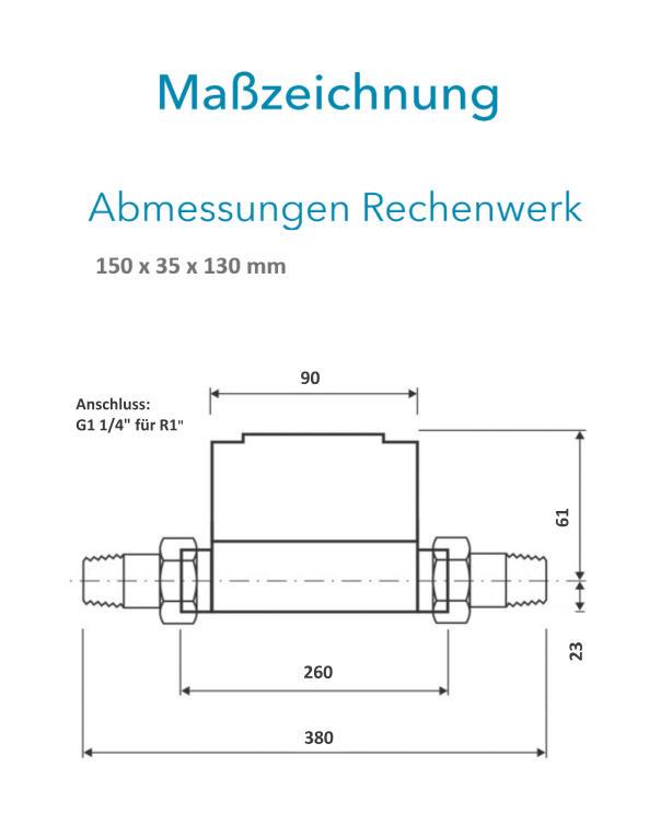 Sensus Kombinierter WMZ PoThF-Set PF130 Qp 3,5 B DN25 L:260 AG1 1/4" PN16 45/5,2