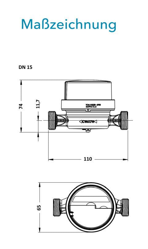 Sensus Wohnungswasserzähler WWZ ET Domo Jet Q3_2,5 K DN15 L:110 AG3/4" PN16 T50