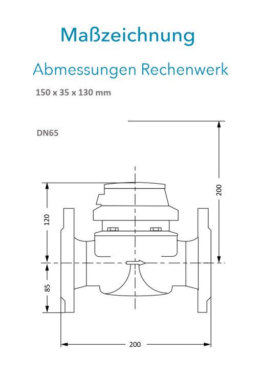 Sensus Kombinierter WMZ PoThF-Set WPD FS130 qp 25 B DN65 L:200 H/FL PN16 150/6,0 wM-Bus