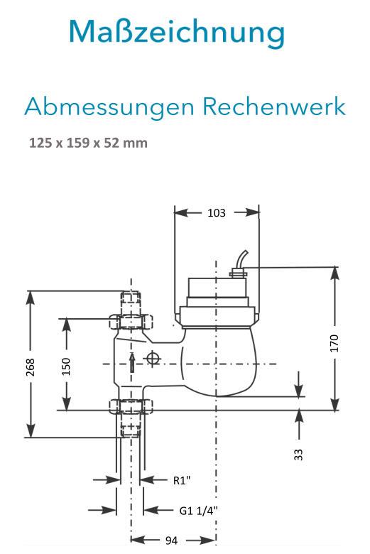 Sensus Kombinierter WMZ PoTh-Set AN130 qp 6 N DN25 L:150 S/AG1 1/4" PN16 45/5,2