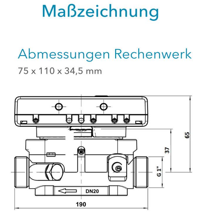 Sensus Kompaktkältezähler US-Zähler KMZ PolluStat qp 2,5 B DN20 L:190 AG1" PN16 45/5,2