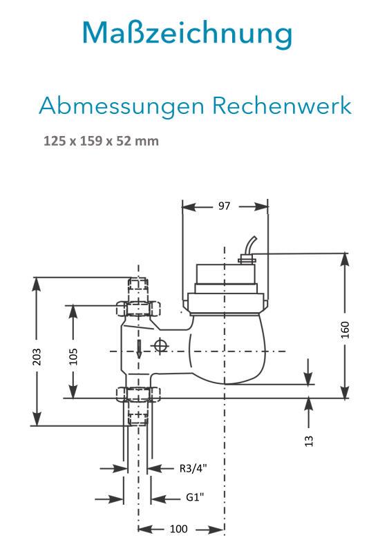 Sensus Kombinierter  WMZ PoTh-Set AN130 qp 1,5 B DN20 L:105 F/AG1" PN16 100/6,0