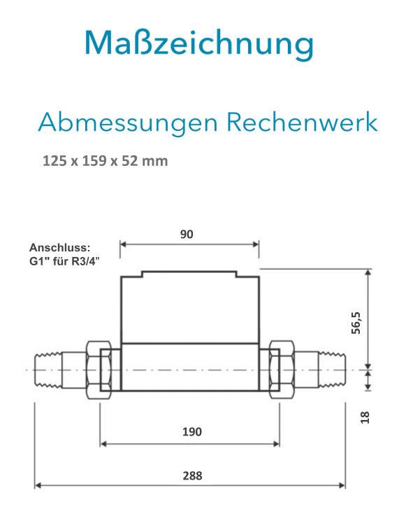 Sensus Kombinierter WMZ PoThF-Set PF130 Qp 0,6 B DN20 L:190 AG1" PN16 100/6,0