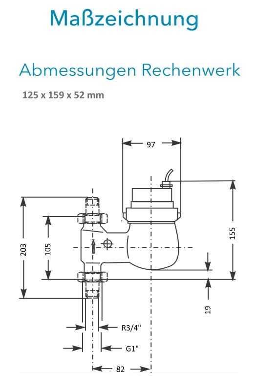 Sensus Kombinierter  WMZ PoTh-Set AN130 qp 1,5 B DN20 L:105 S/AG1" PN16 100/6,0