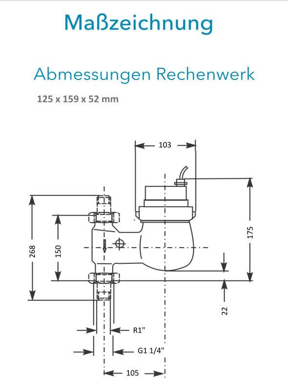 Sensus Kombinierter WMZ PoTh-Set AN130 qp 6 B DN25 L:150 F/AG1 1/4" PN16 45/5,2