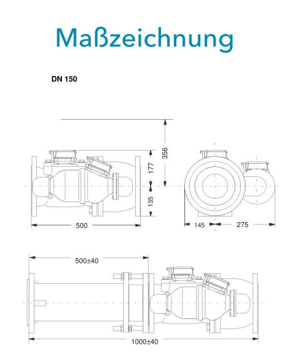 Sensus GWZ Verbundzähler WPV-MS Q3_250 R DN150 L:500 PN16 NZ=620 Q3_16 R