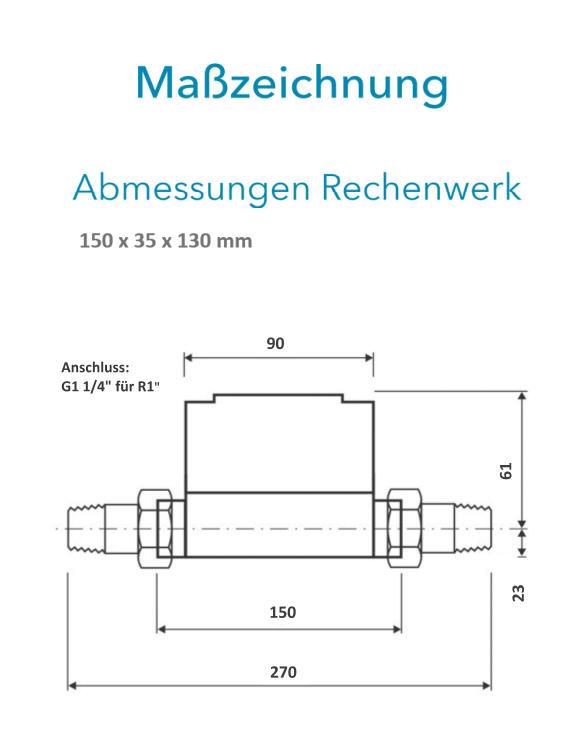 Sensus Kombinierter WMZ PoThF-Set PF130 Qp 3,5 B DN25 L:150 AG1 1/4" PN16 100/6,0