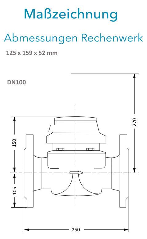 Sensus Kombinierter  WMZ PoTh-Set WPD FS130 qp 60 N DN100 L:250 H/FL PN16 150/6,0