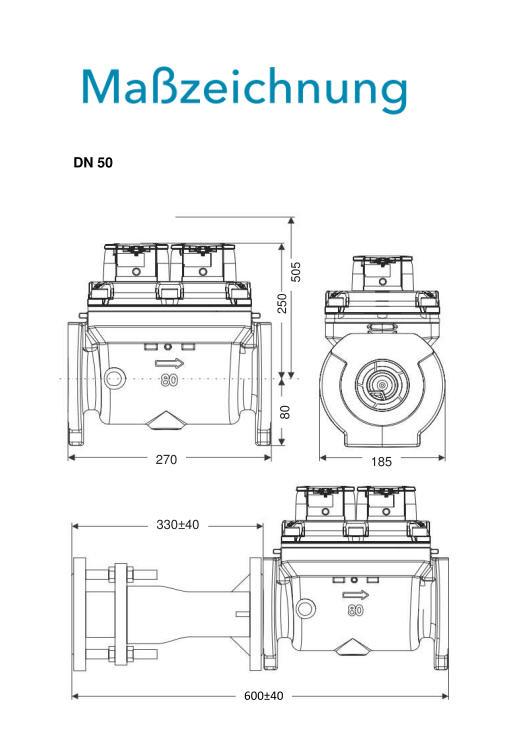 Sensus Großwasserzähler GWZ Verbundzähler MeiTwin Q3_40 DN65 L:300 FL PN16 NZ=612MT Q3_4 Mb100L