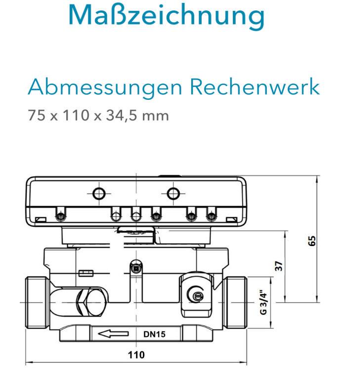 Sensus Kompaktkältezähler US-Zähler WMZ PolluStat qp 0,6 B DN15 L:110 AG3/4" PN16 65-100/6,0