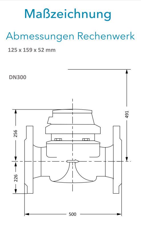 Sensus Kombinierter  WMZ PoTh-Set WPD130 qp 600 N DN300 L:500 FL PN16 150/6,0