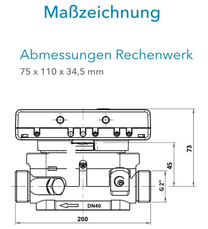 Sensus Kompaktkältezähler US-Zähler WMZ PolluStat qp 10 B DN40 L:200 AG2" PN16 65-100/6,0