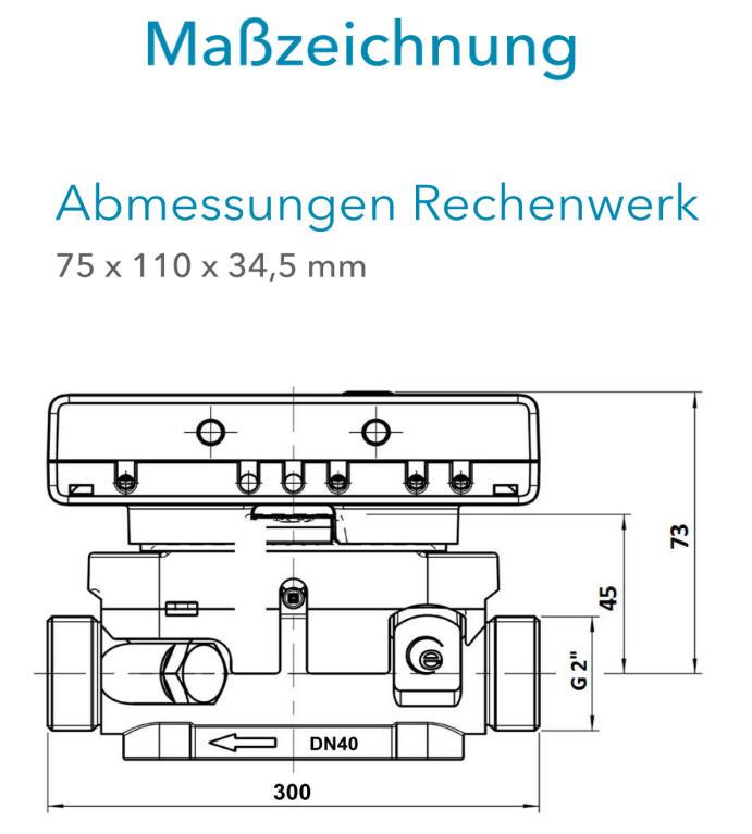 Sensus Kompaktkältezähler US-Zähler WMZ PolluStat qp 10 B DN40 L:300 AG2" PN16 65-100/6,0