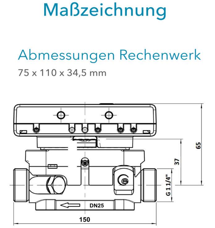 Sensus Kompaktkältezähler US-Zähler WMZ PolluStat qp 3,5 B DN25 L:150 AG1 1/4" PN16 45/5,2