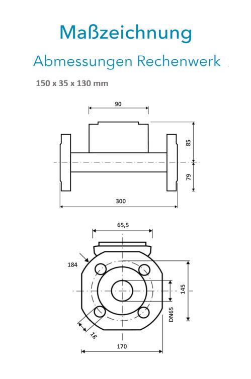 Sensus Kombinierter WMZ PoThF-Set PF130 Qp 25 B DN65 L:300 FL PN16 150/6,0