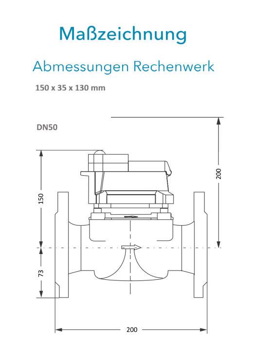 Sensus Kombinierter KMZ PoThF-Set FS 50 qp 25 B DN50 L:200 FL PN16 150/6,0 wM-Bus