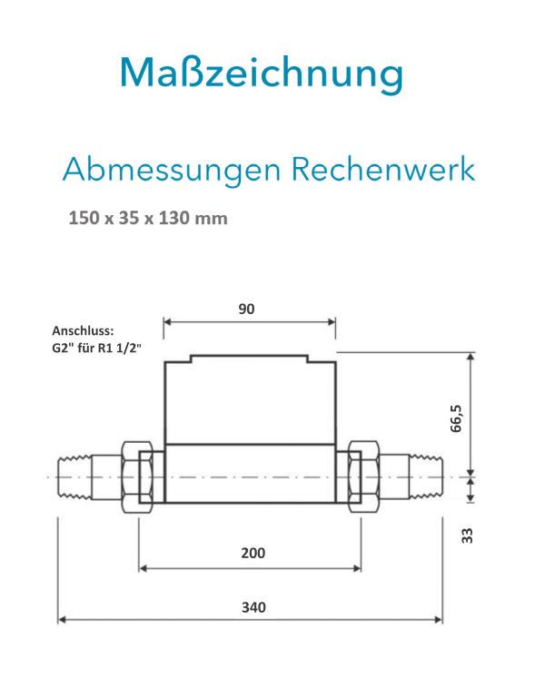 Sensus Kombinierter WMZ PoThF-Set PF130 Qp 10 B DN40 L:200 AG2" PN16 100/6,0