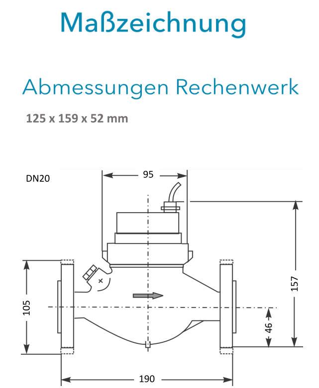 Sensus Kombinierter  WMZ PoTh-Set AN130 qp 2,5 N DN20 L:190 H/FL PN16 100/6,0