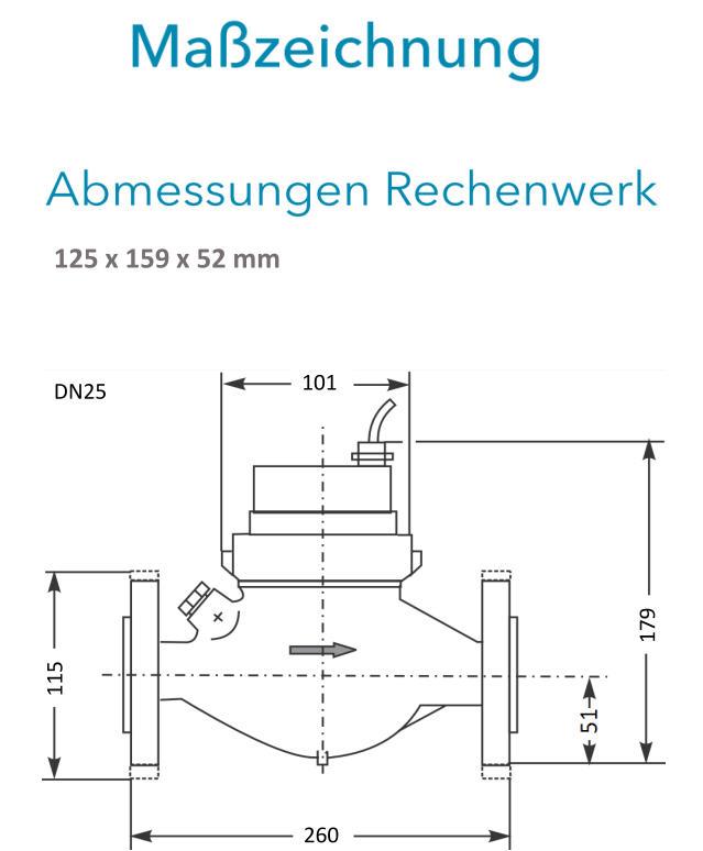 Sensus Kombinierter  WMZ PoTh-Set AN130 qp 3,5 B DN25 L:260 H/FL PN16 100/6,0