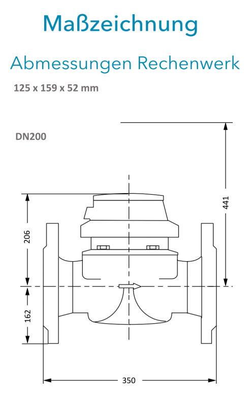 Sensus Kombinierter  WMZ PoTh-Set WPD130 qp 250 N DN200 L:350 FL PN16 150/6,0