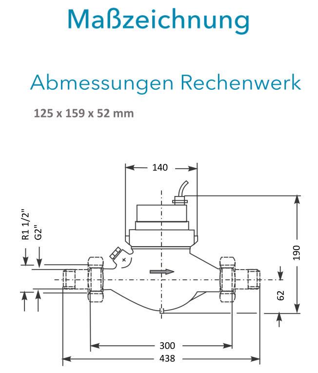 Sensus Kombinierter  WMZ PoTh-Set AN130 qp 10 N DN40 L:300 H/AG2" PN16 100/6,0