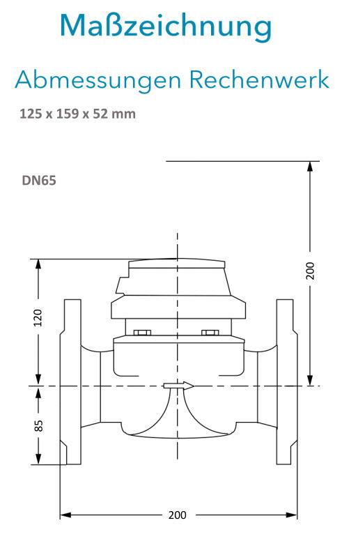 Sensus Kombinierter  WMZ PoTh-Set WPD FS130 qp 25 N DN65 L:200 H/FL PN16 150/6,0