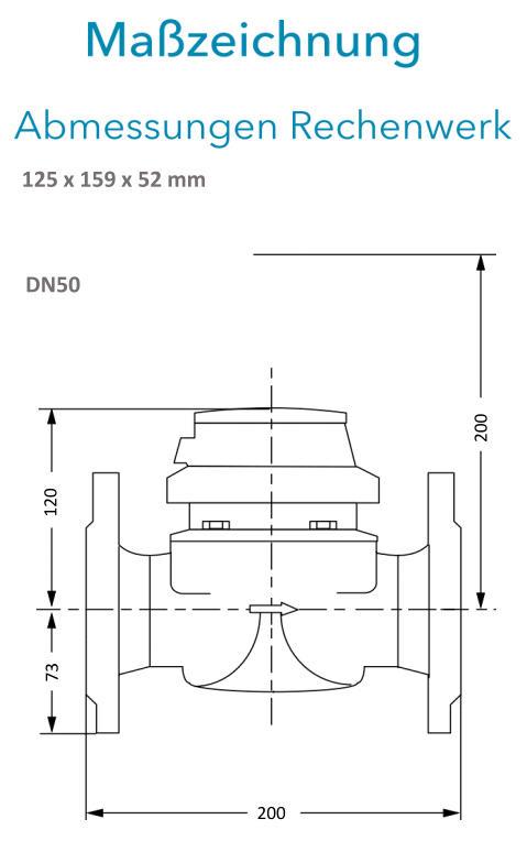 Sensus Kombinierter  WMZ PoTh-Set WPD FS130 qp 15 N DN50 L:200 H/FL PN16 150/6,0