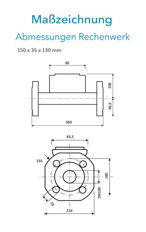 Sensus Kombinierter WMZ PoThF-Set PF130 Qp 60 B DN100 L:360 FL PN16 150/6,0