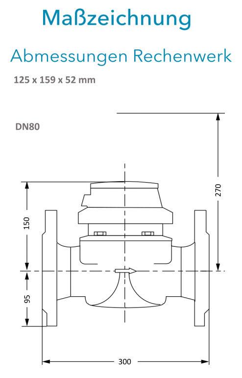 Sensus Kombinierter  WMZ PoTh-Set WPD FSL130 qp 40 N DN80 L:300 H/FL PN16 150/6,0