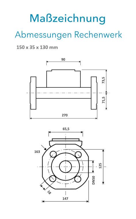 Sensus Kombinierter WMZ PoThF-Set PF130 Qp 15 B DN50 L:270 FL PN16 150/6,0