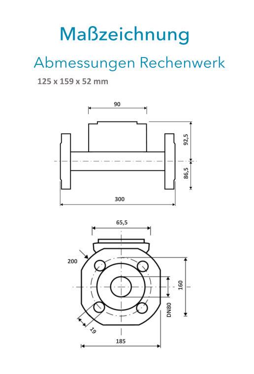 Sensus Kombinierter WMZ PoThF-Set PF130 Qp 40 B DN80 L:300 FL PN16 150/6,0